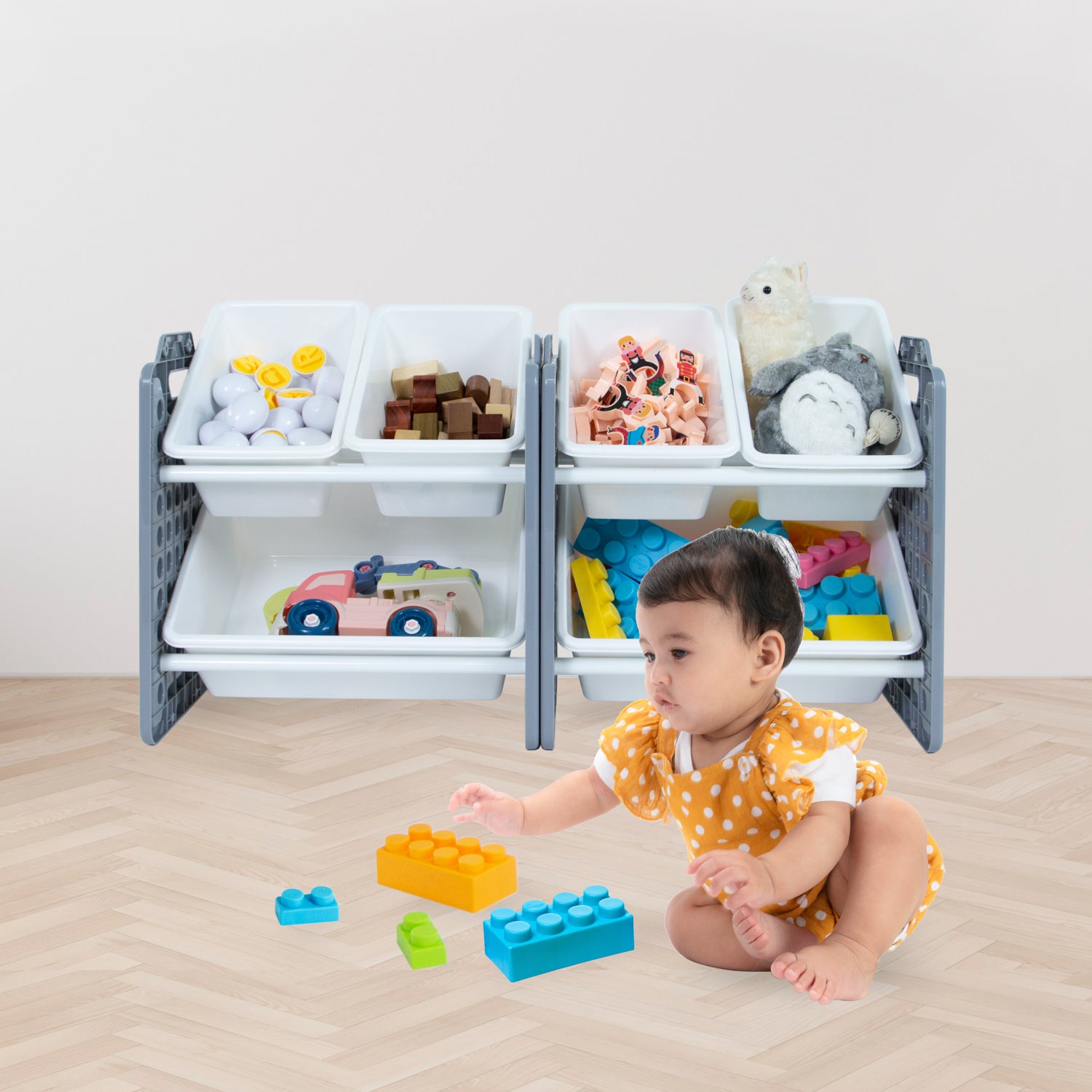 UNiPLAY 6 Bins Toy Storage Organizer - Gray (UB45512)