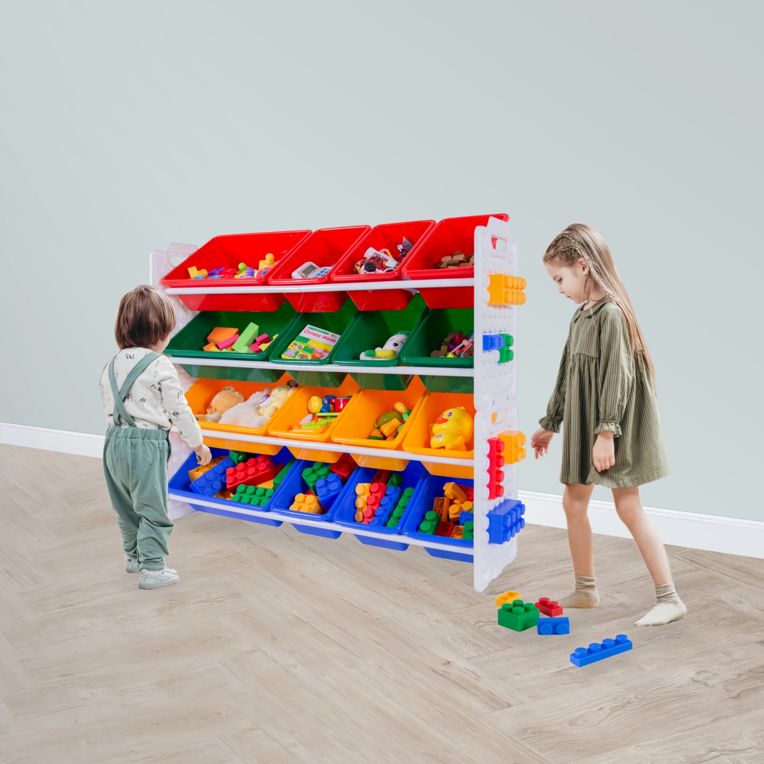 UNiPLAY 16 Bins Toy Storage Organizer - Primary (UB45721)
