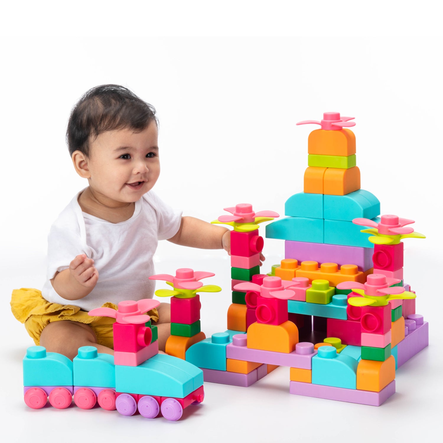 UNiPLAY Soft Building Blocks Plus Series 122pcs Pastel Color (#UN41222)(3 sets a ctn)