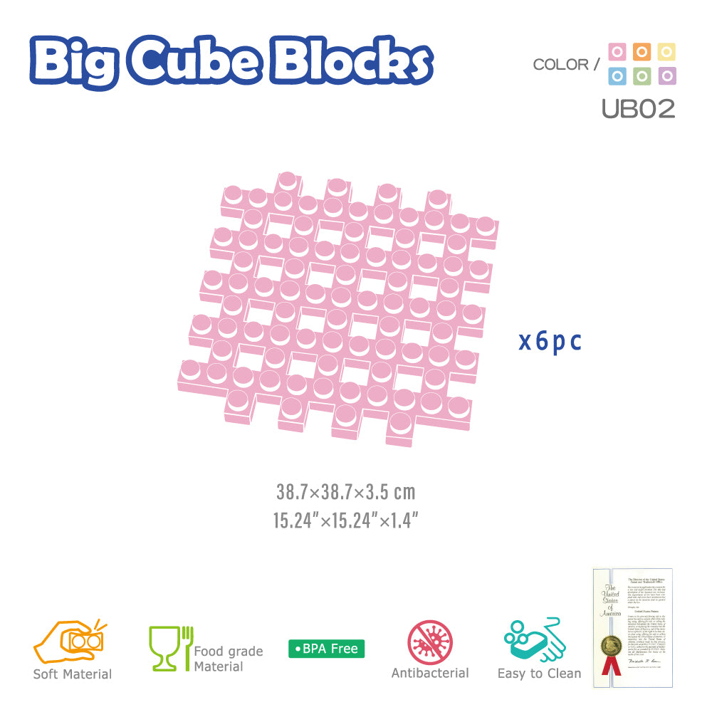 UNiPLAY Waffle Play Cube Blocks Big Cube 6pcs a Set (#UB02)