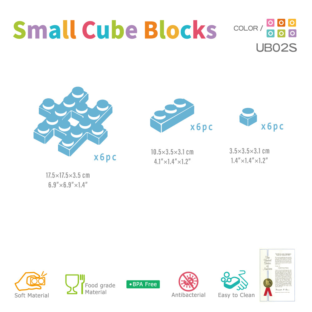 UNiPLAY Waffle Play Cube Blocks Small Cube 6pcs (#UB02S)(12 sets a ctn)