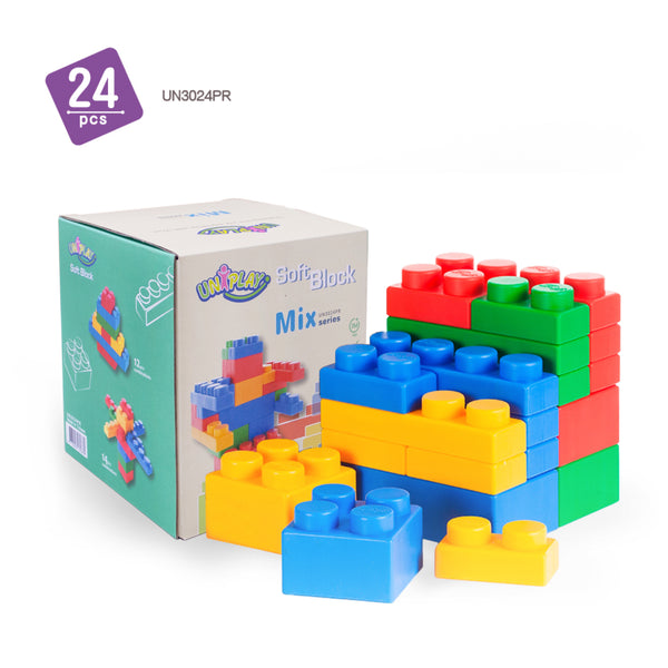 UNiPLAY Soft Building Blocks Mix Series 24pcs (#UN3024PR)(16 sets a ctn)