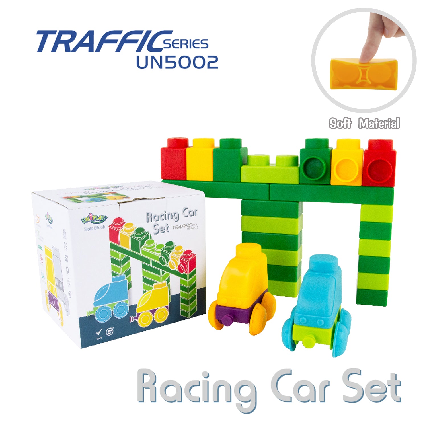 UNiPLAY Soft Building Blocks Traffic Series Racing Car Set (#UN5002)(24  sets a ctn)