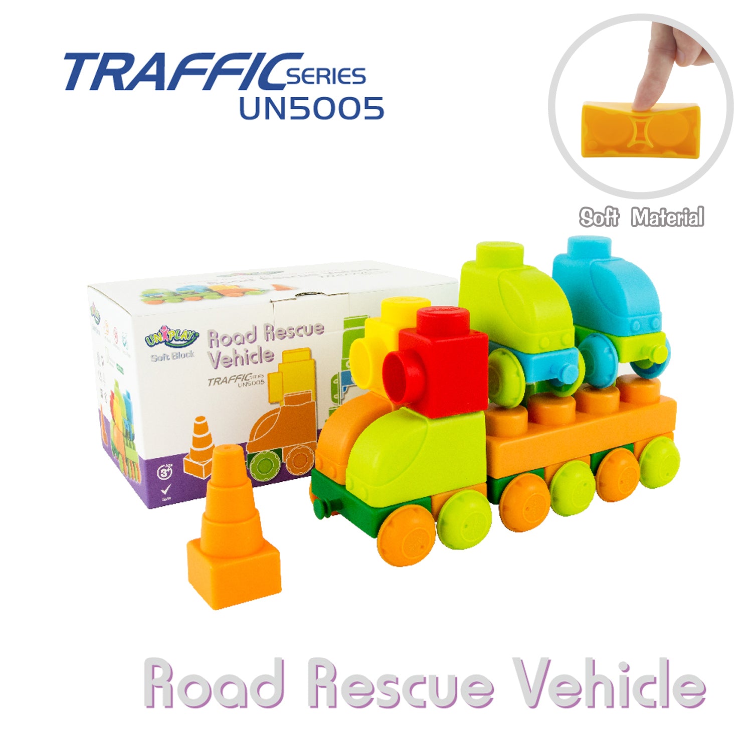 UNiPLAY Soft Building Blocks Traffic Series Road Rescue Vehicle Set (#UN5005)(24 sets a ctn)