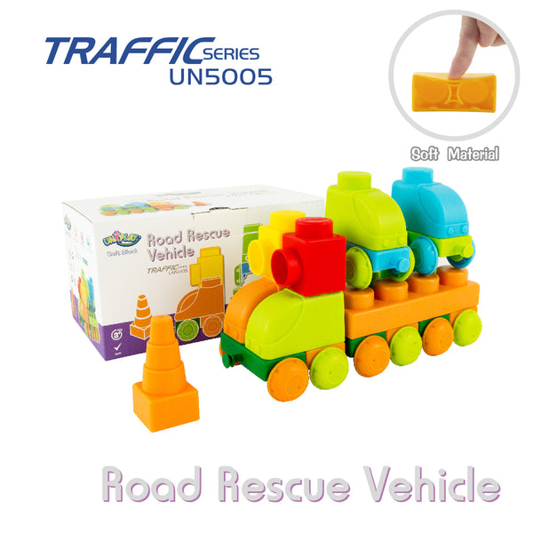 UNiPLAY Soft Building Blocks Traffic Series Road Rescue Vehicle Set (#UN5005)