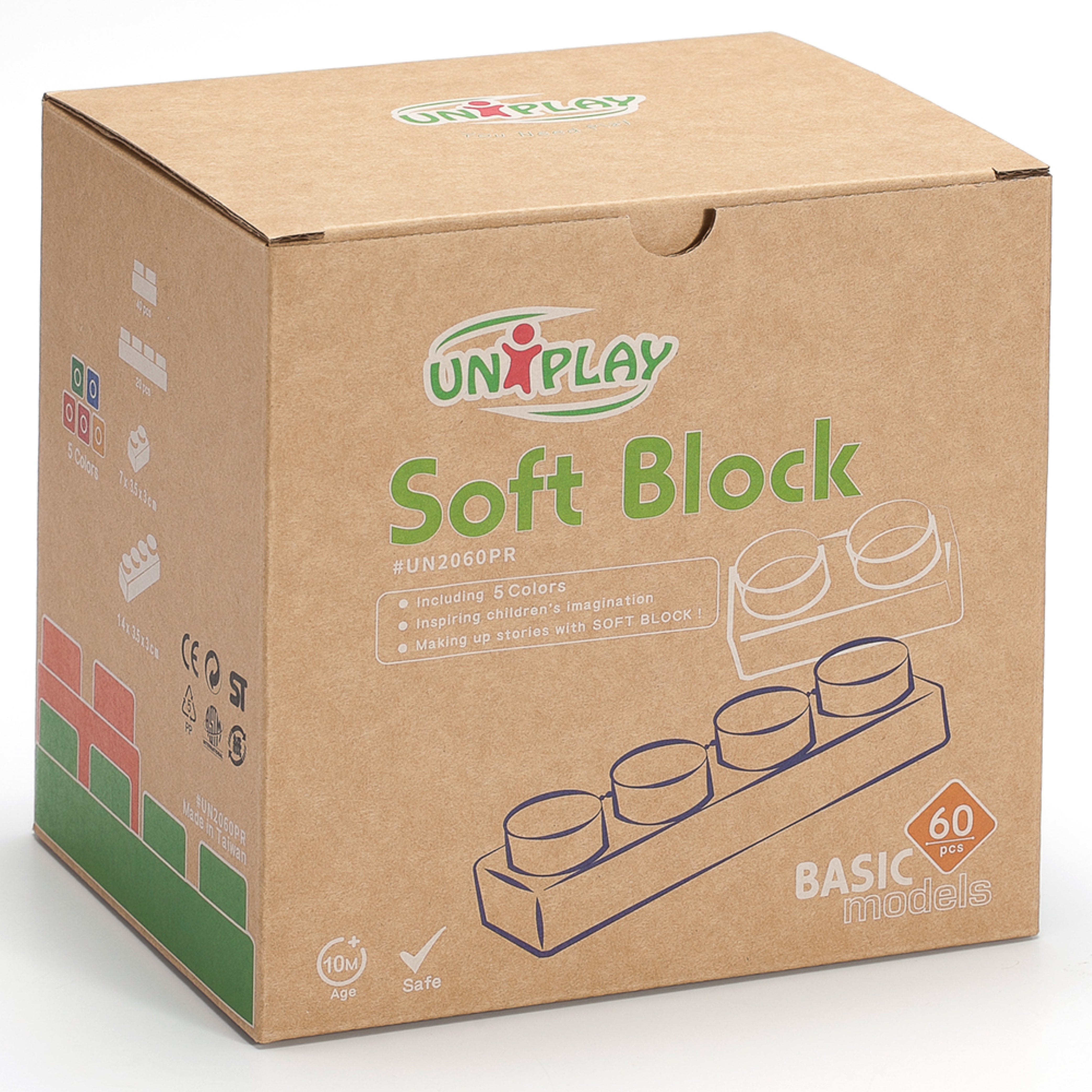 UNiPLAY Soft Building Blocks Basic Series 60pcs (#UN2060PR)(12 sets a ctn)