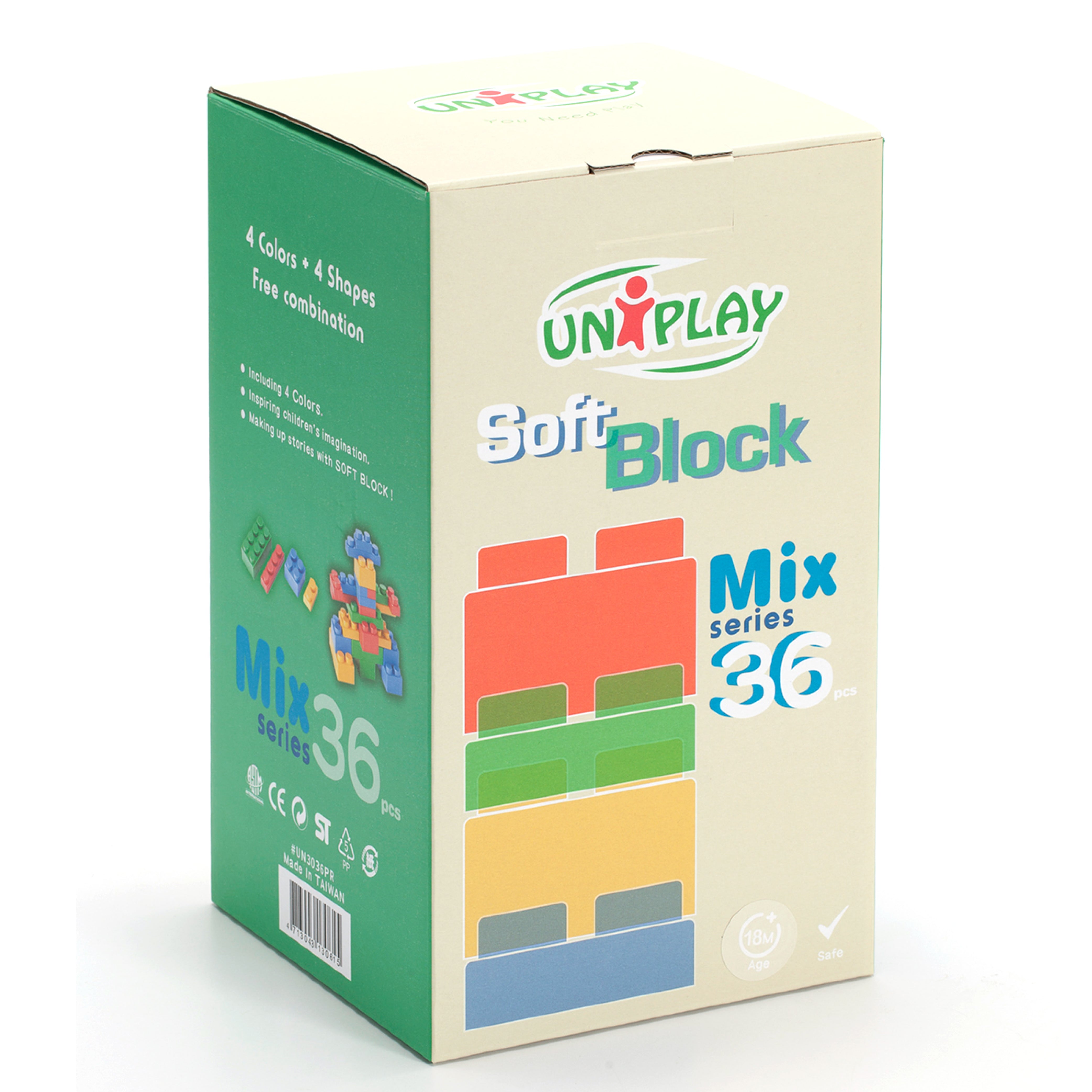 UNiPLAY Soft Building Blocks Mix Series 36pcs (#UN3036PR)