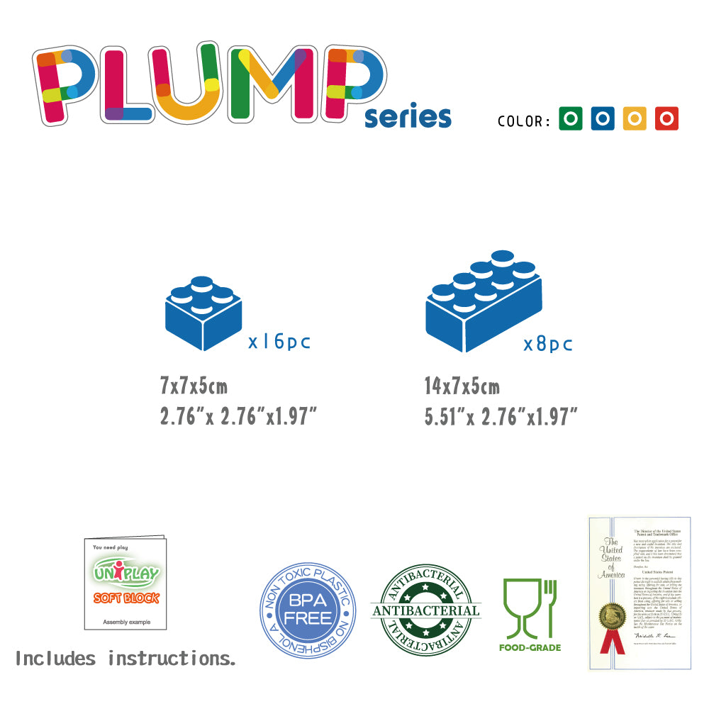 UNiPLAY Soft Building Blocks Plump Series 24pcs (#UN1024PR)