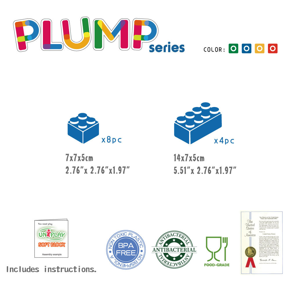 UNiPLAY Soft Building Blocks Plump Series 12pcs (#UN1012PR)