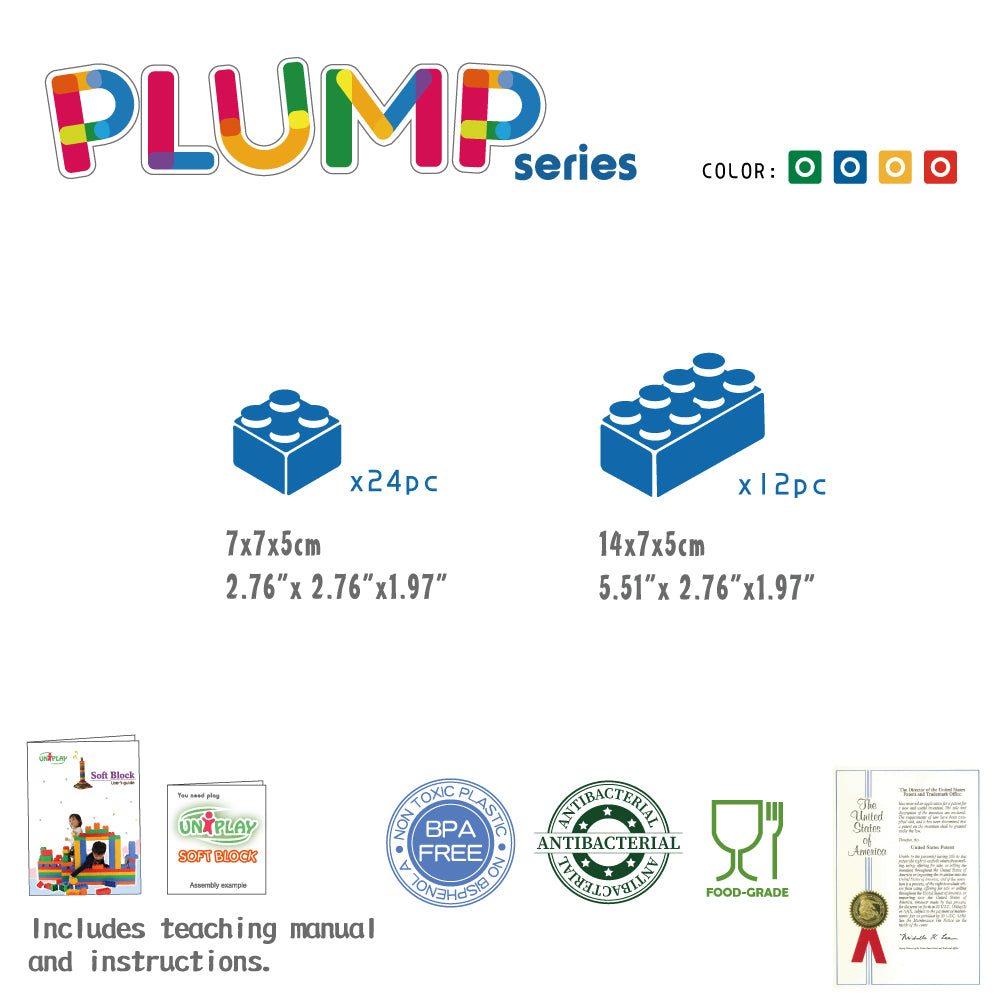 UNiPLAY Soft Building Blocks Plump Series 36pcs (#UN1036PR)(4 sets a ctn)