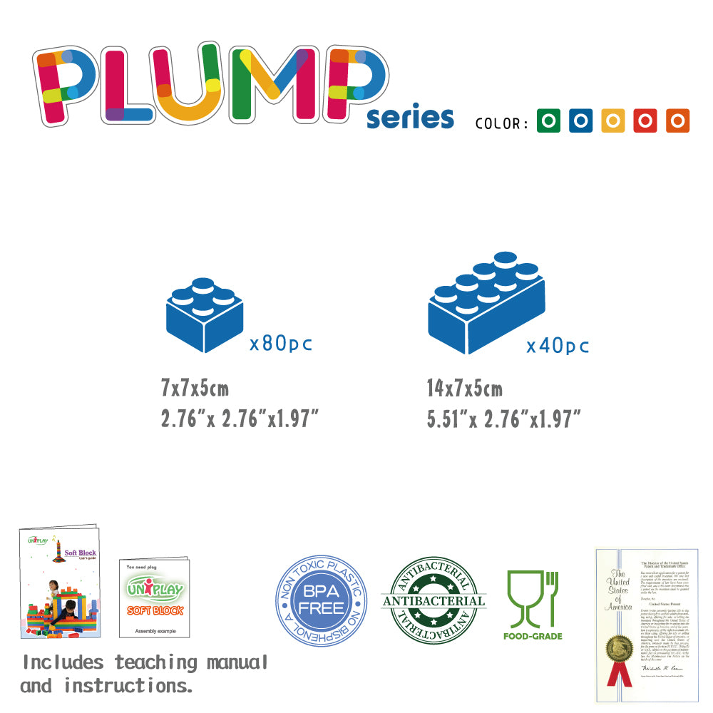 UNiPLAY Soft Building Blocks Plump Series 120pcs (#UN1120PR)