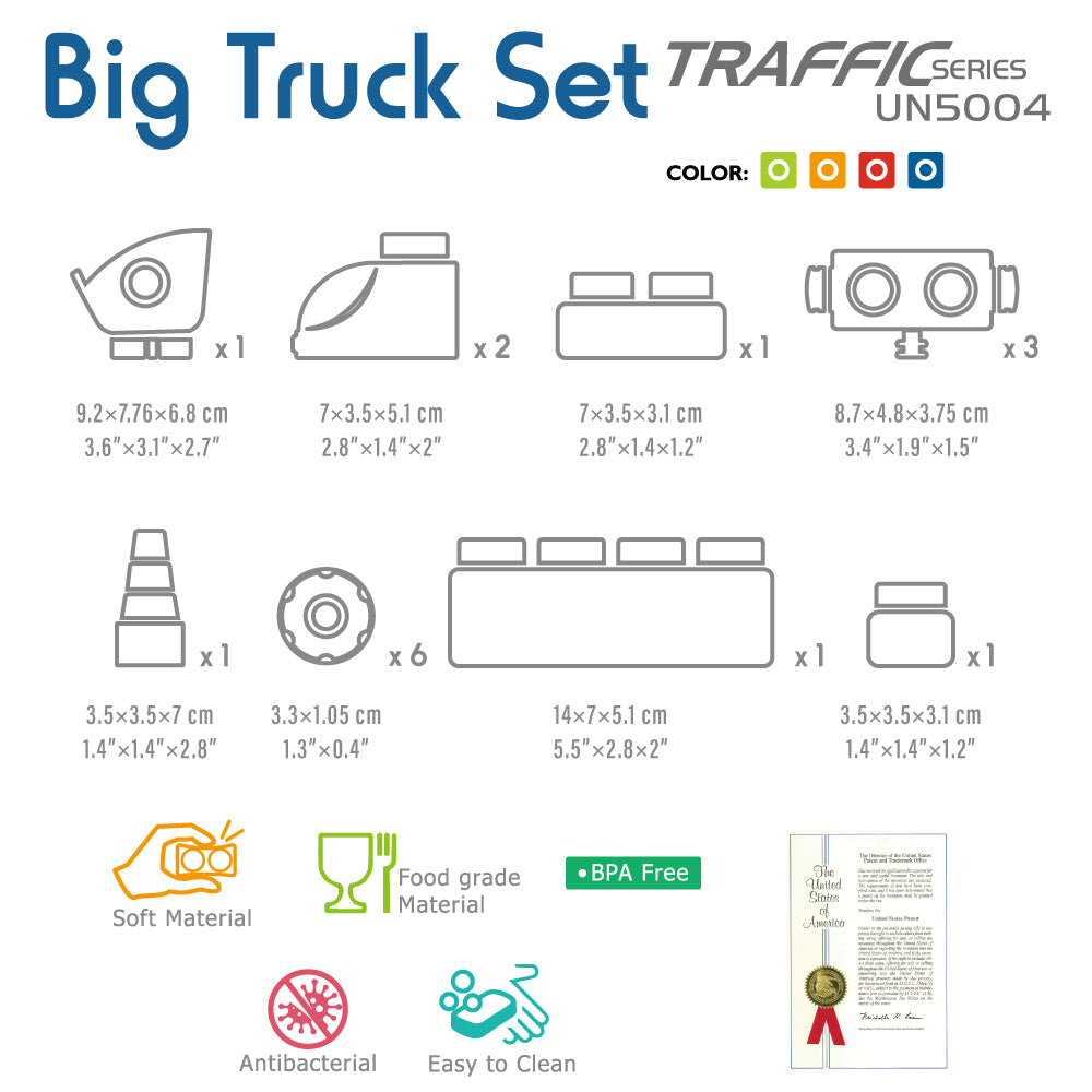 UNiPLAY Soft Building Blocks Traffic Series Big Truck Set (#UN5004)