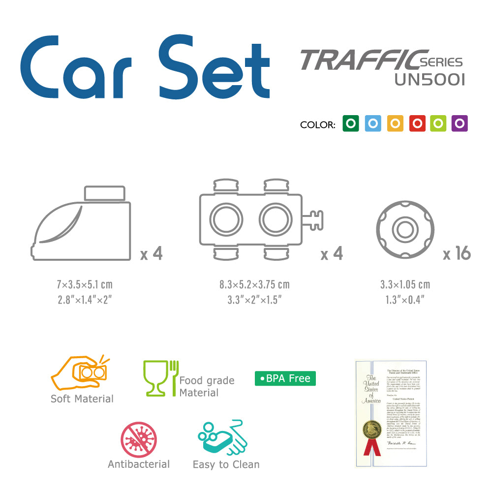 UNiPLAY Soft Building Blocks Traffic Series Car Set (#UN5001)(48 sets a ctn)